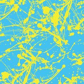 yellow on blue splatter