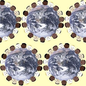 Baby Faces of Earth on Easter yellow