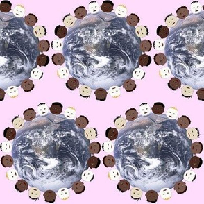 Baby Faces of Earth on pink