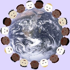 Baby Faces of Earth on purple