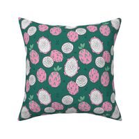 Dragon fruit summer garden lush botanical boho design forest green pink