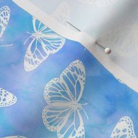 Delicate Butterflies on Blue & Purple Watercolor