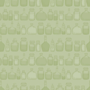 Essential Oils - bottles faded green