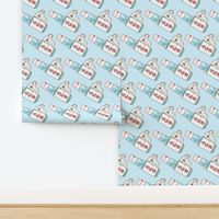 koala with ramune Japanese marble soda in light blue pattern