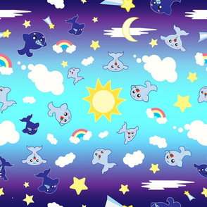 rainbow narwhal and star whale  