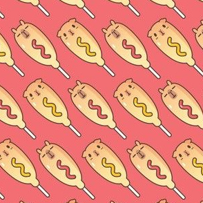 capybara and Guinea pig shape corn dogs pattern in red