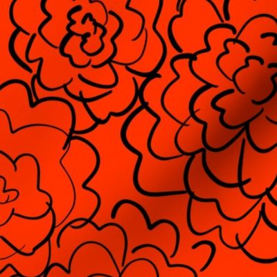 wild roses in deep orange