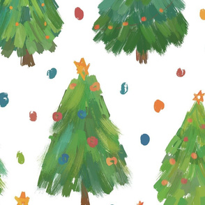Painted Christmas Trees on white-extra large scale