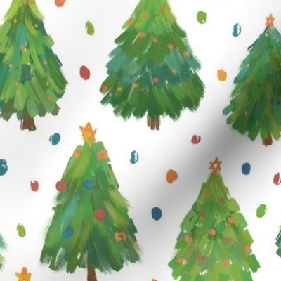 Painted Christmas Trees on white-medium scale