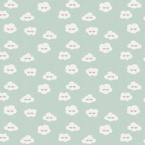 dollhouse // greens sleepy clouds linen