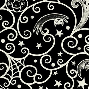 Large Halloween Swirls Old Chalkboard