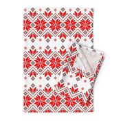 Wellspring - Star Alatyr - Ethno Ukrainian Traditional Pattern - Slavic Symbol - Large Red