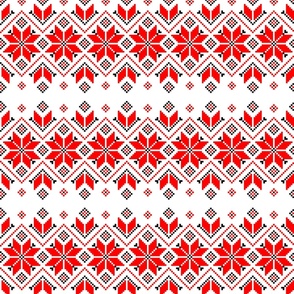 Wellspring - Star Alatyr - Ethno Ukrainian Traditional Pattern - Slavic Symbol - Large Red