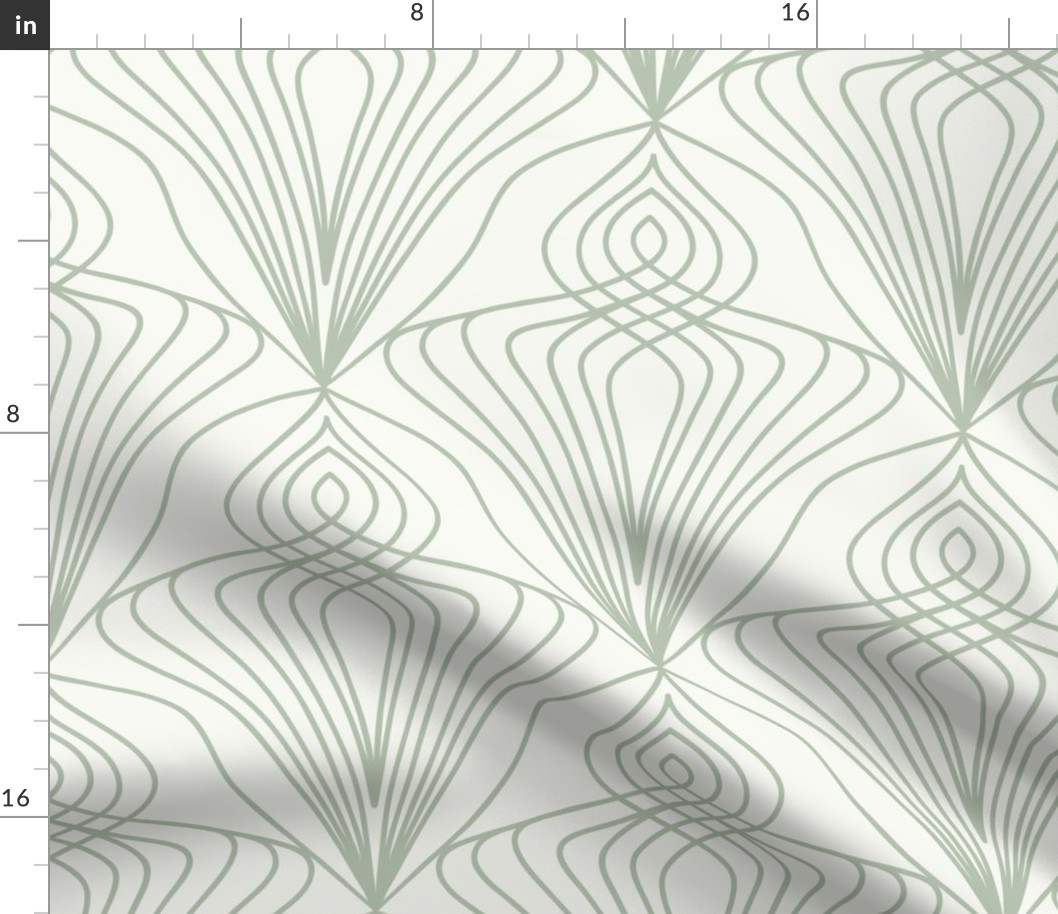 Art Nouveau diamond cream and grey wallpaper scale by Pippa Shaw