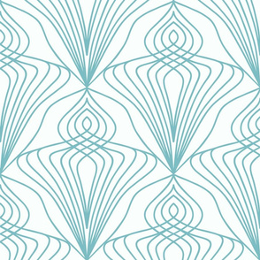 Art Nouveau diamond white and teal wallpaper scale by Pippa Shaw