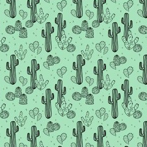 TINY - cactus fabric  // mint cactus cacti kids baby simple sweet trendy plants tropical summer