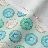 Iced Donuts Blue on light mint - 1 inch donuts
