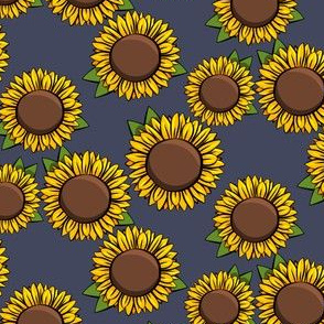 (small scale) Sunflowers - blue C20BS