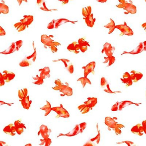 Watercolor Goldfish On White (Large Scale)