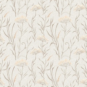 Rustic French Linen Wild Flower Natural White Taupe 