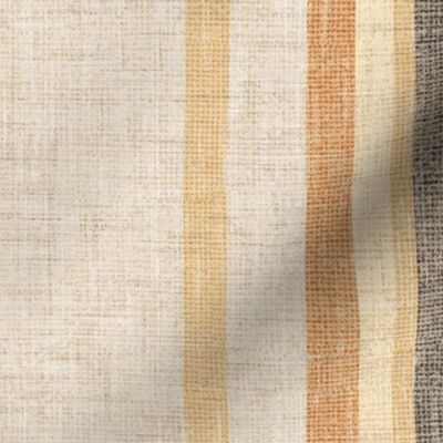 French Natural Farmhouse Linen Texture Stripy Rough Woven Canvas Beige Brown