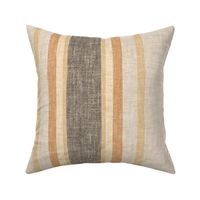 French Natural Farmhouse Linen Texture Stripy Rough Woven Canvas Beige Brown