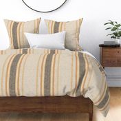 French Natural Farmhouse Linen Texture Stripy Rough Woven Canvas Beige Brown