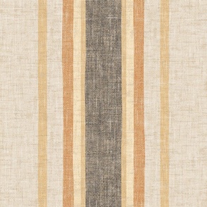 French Natural Farmhouse Linen Texture Stripy Rough Woven Canvas Beige Brown