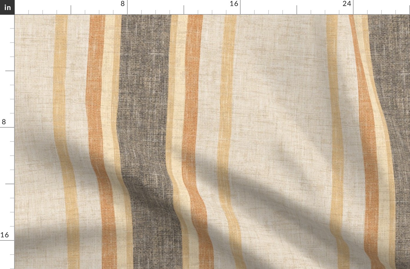 French Natural Farmhouse Linen Texture Stripy Rough Woven Canvas Beige Brown