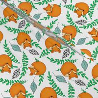 Fox & Foliage on white  med small  