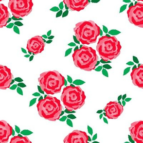 Pink red vintage style roses on white (large)