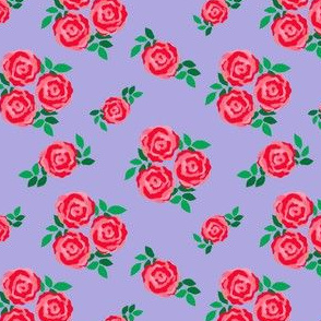 Pink red vintage style roses on lilac (small)