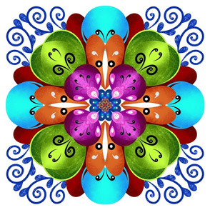 Mandala,geometric motifs,colourful,vibrant pattern 