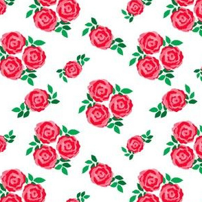 Pink red vintage style roses on white (small)