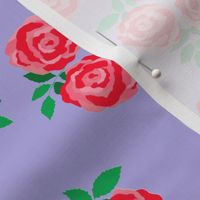 Pink red vintage style roses on lilac (large)