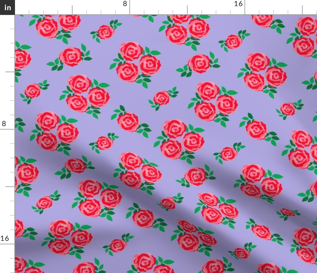 Pink red vintage style roses on lilac (large)