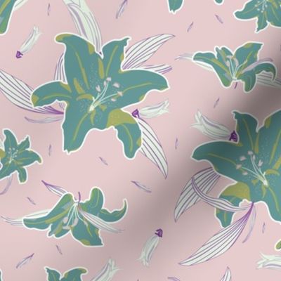 Colorful lilies flower pattern