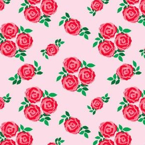 Pink red roses on light pink (small)