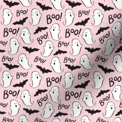 Cute Ghosts and Bats on Pink - Small