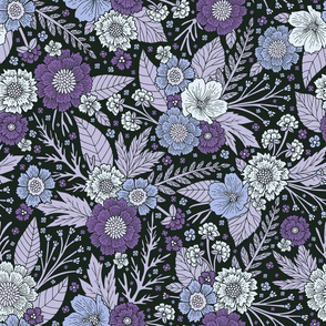 Purple, White & Lavender Floral Pattern - Flowers