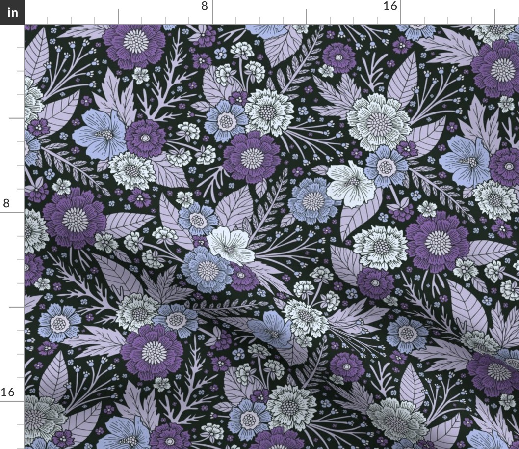 Purple, White & Lavender Floral Pattern - Flowers