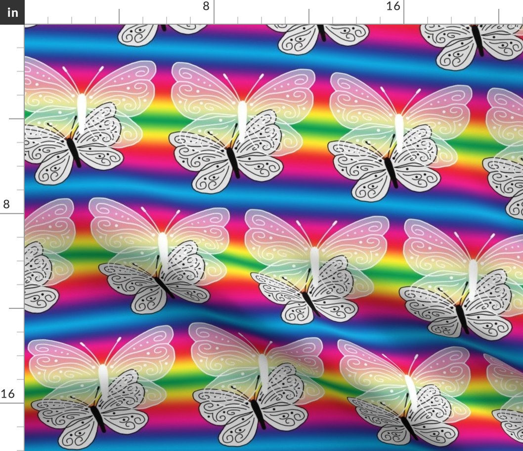 Gossamer Butterfly Wings - bright rainbow, large