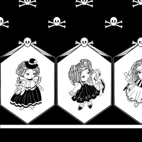 Smaller Scale Goth Girls Ragdoll Border print