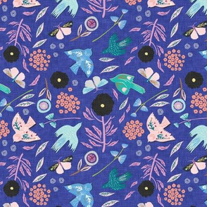 Folk Bird Pop (blue/pink) SML 