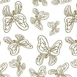 butterflies pattern line drawing brown white 1