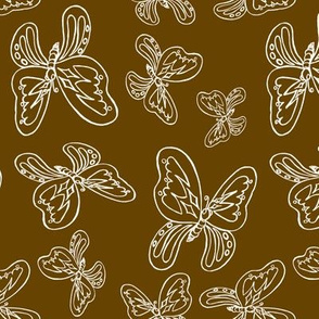 butterflies pattern line drawing brown white 2