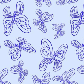 butterflies pattern line drawing blue blue 1
