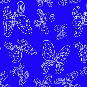 butterflies pattern line drawing blue blue 2