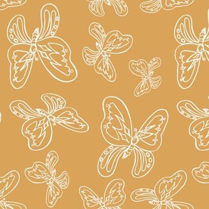 butterflies pattern line drawing light brown white 2