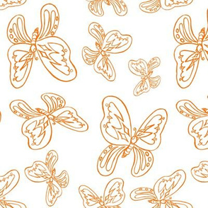 butterflies pattern line drawing orange white 1